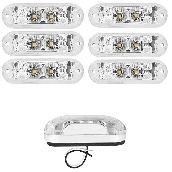 6 Lanterna Ônibus Caminhão Vigia Teto Cromada 2 LED BIVOLT CR