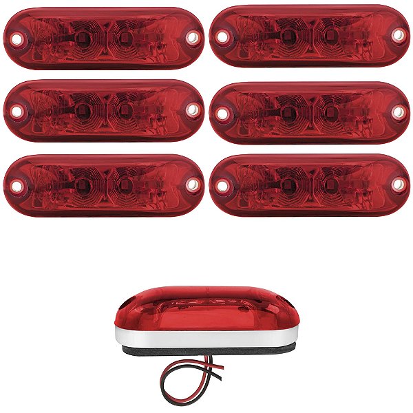 6 Lanterna Ônibus Caminhão Vigia Teto Cromada 2 LED 12V VM