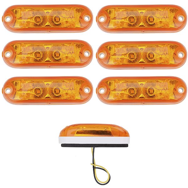 6 Lanterna Ônibus Caminhão Vigia Teto Cromada 2 LED 12V AM