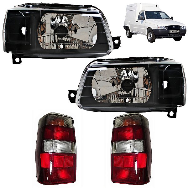 KIT Farol Lanterna Fiorino 2004 05 06 07 08 09 10 a 2013 Máscara Negra FU