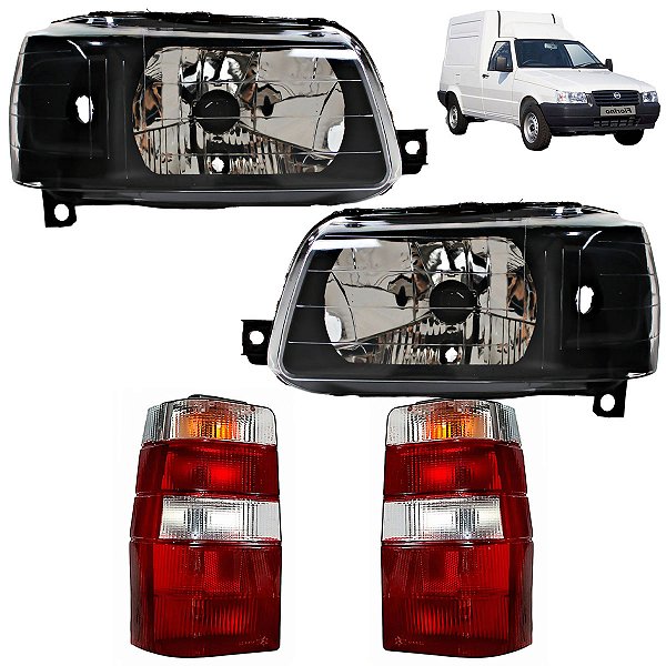 KIT Farol Lanterna Fiorino 2004 05 06 07 08 09 10 a 2013 Máscara Negra CR