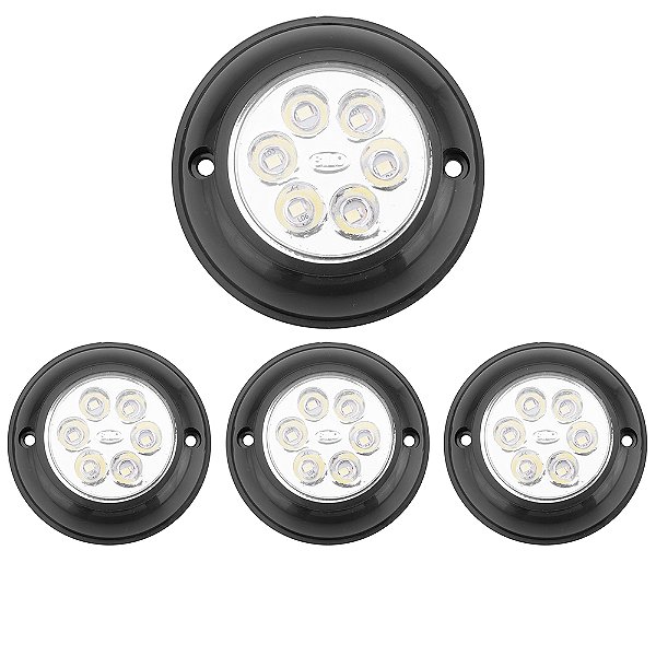 4 Luminária Universal Interna Ônibus Caminhão Baú PRETO LED