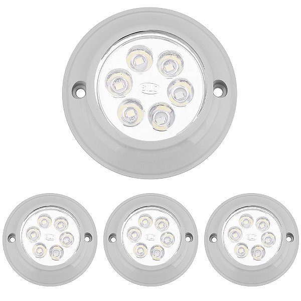 4 Luminária Universal Interna Ônibus Caminhão Baú CINZA LED