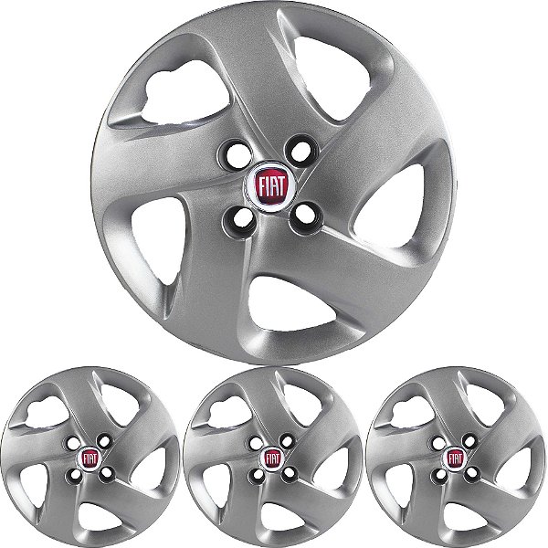 JG 4 Calota Mobi 2017 18 19 20 Aro 14 Prata Metálico com Emblema