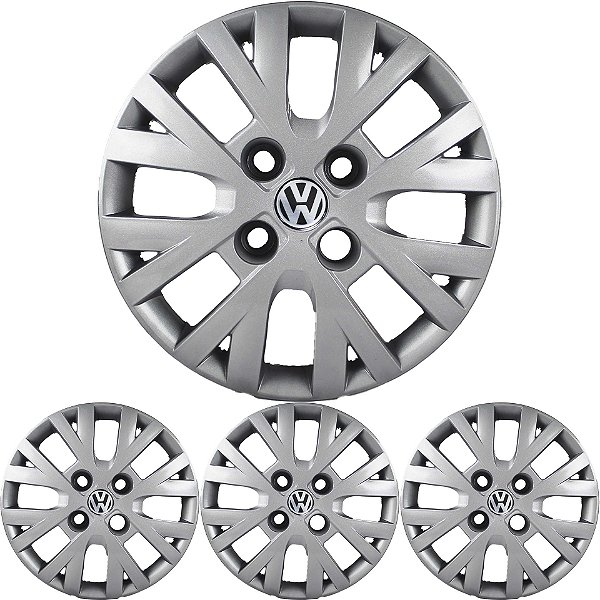 JG 4 Calota Gol G4 2006 a 2013 Aro 13 Prata Metálico com Emblema