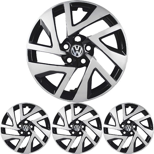 JG 4 Calota Virtus 2023 24 25 Aro 15 Black Piano com Prata Metálico com Emblema