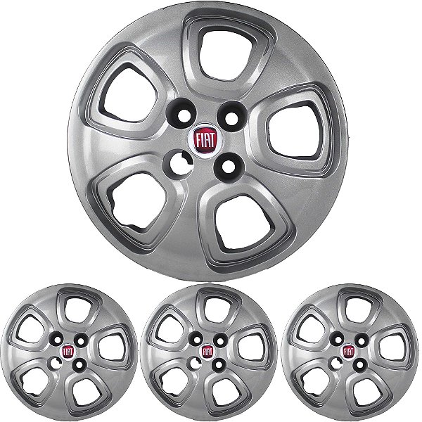 JG 4 Calota Fiorino 2015 a 25 TODOS Aro 14 Prata Metálico com Emblema