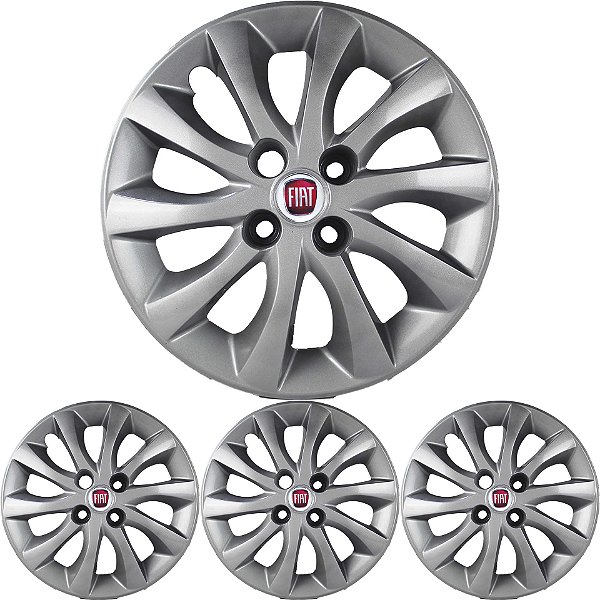 JG 4 Calota Idea 2014 2015 2016 Aro 15 Prata Metálico com Emblema