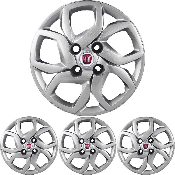 JG 4 Mobi 2017 2018 TODOS Aro 14 Prata Metálico com Emblema