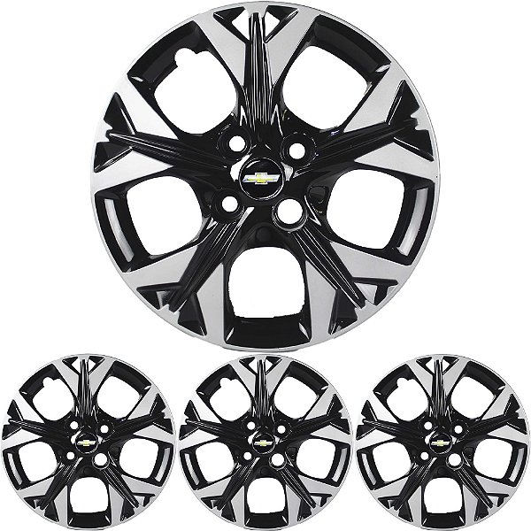 JG 4 Calota Prisma 2021 +TODOS Aro 15 Black Piano com Prata Metálico com Emblema