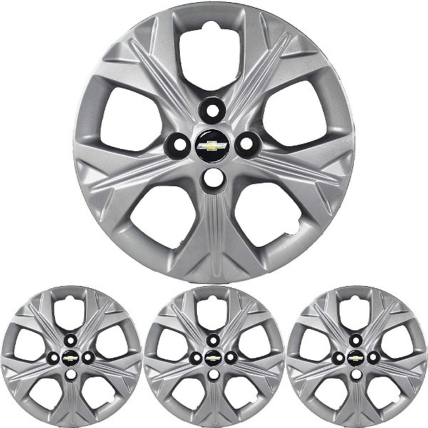 JG 4 Calota Onix 2021 +TODOS Aro 15 Prata Metálico com Emblema