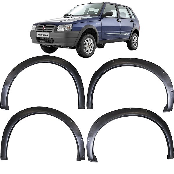 Kit 4 Moldura Paralama Uno 04 06 07 08 09 10 11 12 Way Preto