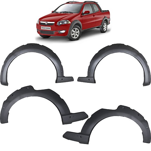 Kit 4 Moldura Paralama STRADA 2011 2012 2013 2014 Preto