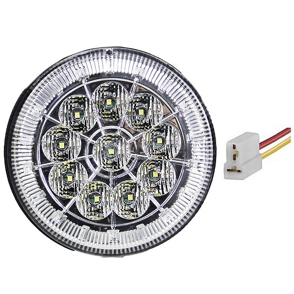 Lanterna Traseira 125mm Caminhão Carreta Mod. Randon 10 LED CR 24V +Conector