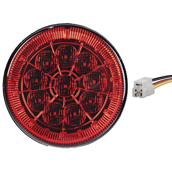 Lanterna Traseira 125mm Caminhão Carreta Mod. Randon 10 LED VM 24V +Conector