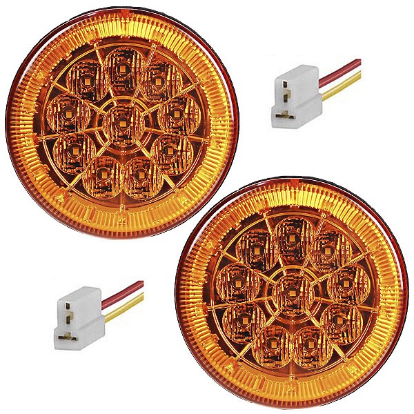 2 Lanterna Traseira 125mm Caminhão Carreta Mod. Randon 10 LED AM 24V +Conector