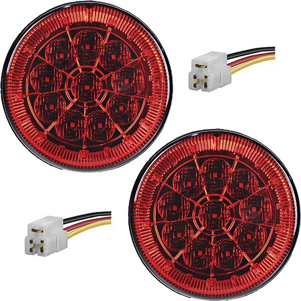2 Lanterna Traseira 125mm Caminhão Carreta Mod. Randon 10 LED VM 24V +Conector