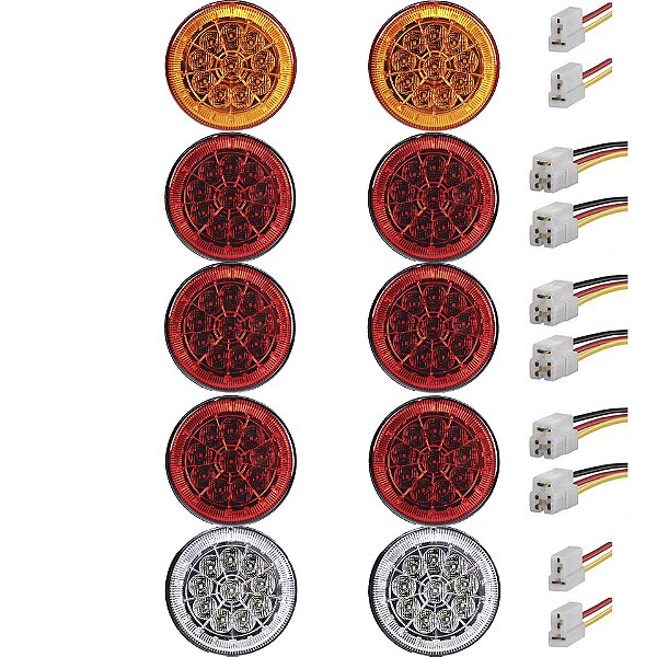 10 Lanterna Traseira 125mm Caminhão Carreta Mod. Randon 10 LED 24V +Conector