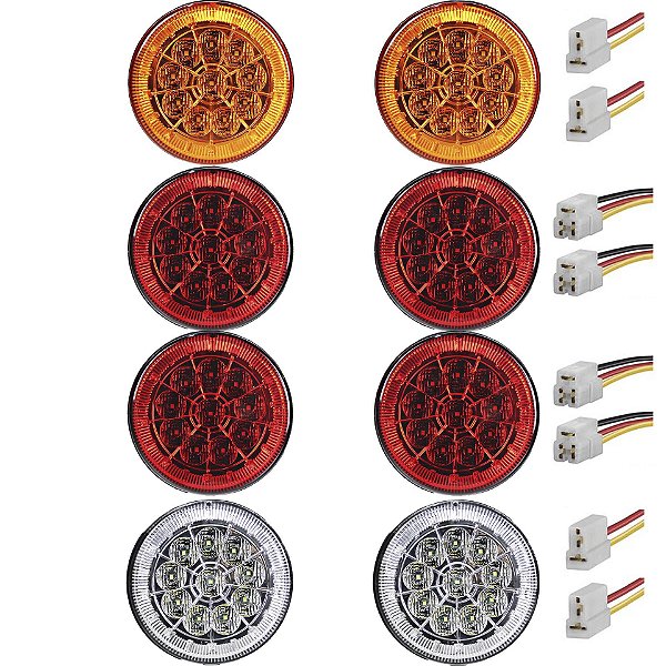 8 Lanterna Traseira 125mm Caminhão Carreta Mod. Randon 10 LED 24V +Conector