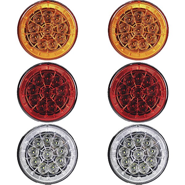 6 Lanterna Traseira 125mm Caminhão Carreta Mod. Randon 10 LED 24V