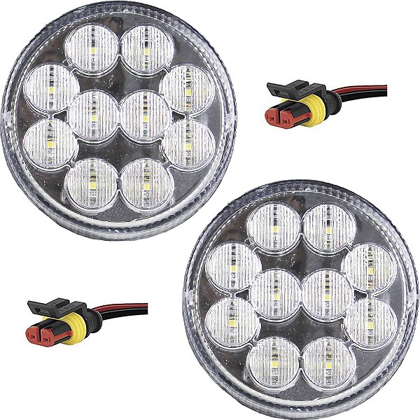 2 Lanterna Traseira 96mm Ônibus Caminhão Bugue 10 LED CR 12V +Conector