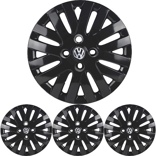 JG 4 Calota Saveiro G5 2009 10 11 Aro 14 Black Piano com Emblema