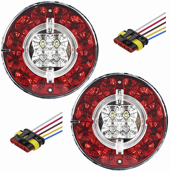 2 Lanterna LED Multifunção Caminhão Carreta Trator Buggy 24V + Conector