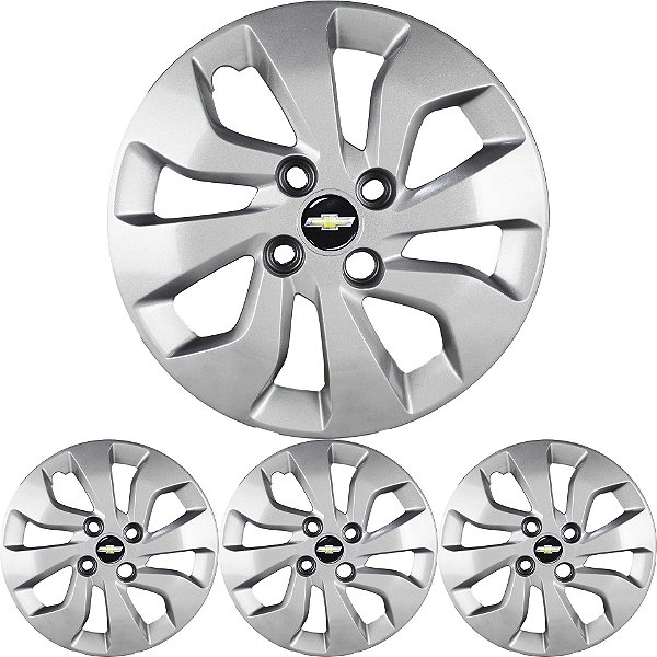 JG 4 Calota Onix Aro 14 Prata Metálico com Emblema