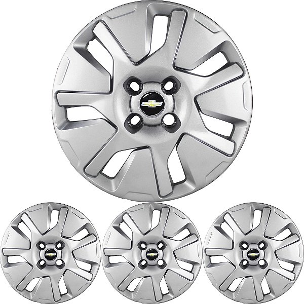 JG 4 Calota Spin 2015 16 17 18 Aro 15 Prata Metálico com Emblema