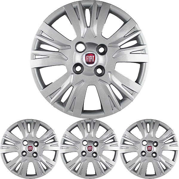 JG 4 Calota Palio Essence 2014 15 16 Aro 14 Prata Metálico com Emblema