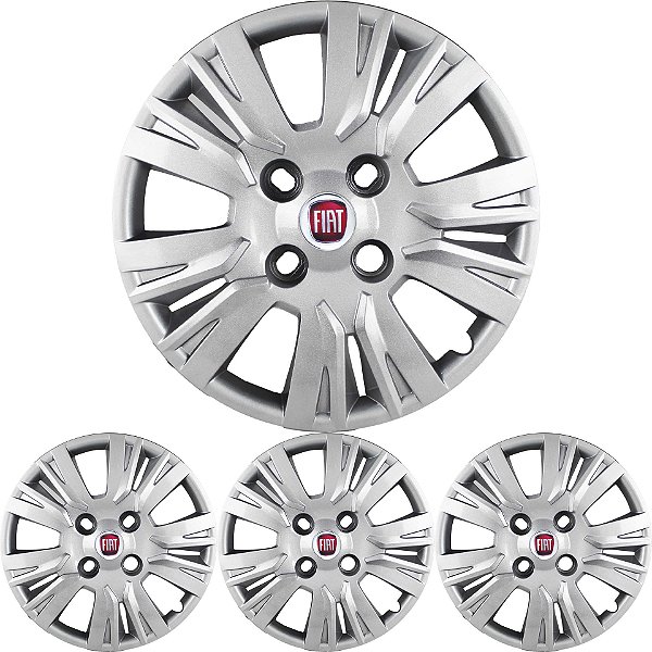 JG 4 Calota Palio Essence 2014 15 16 Aro 13 Prata Metálico com Emblema
