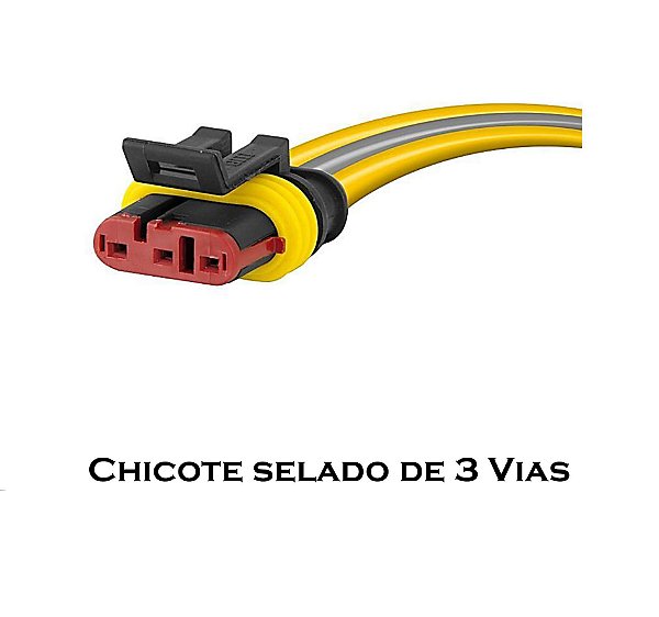 KIT com 10 Chicotes com Conector Selado de 3 Vias