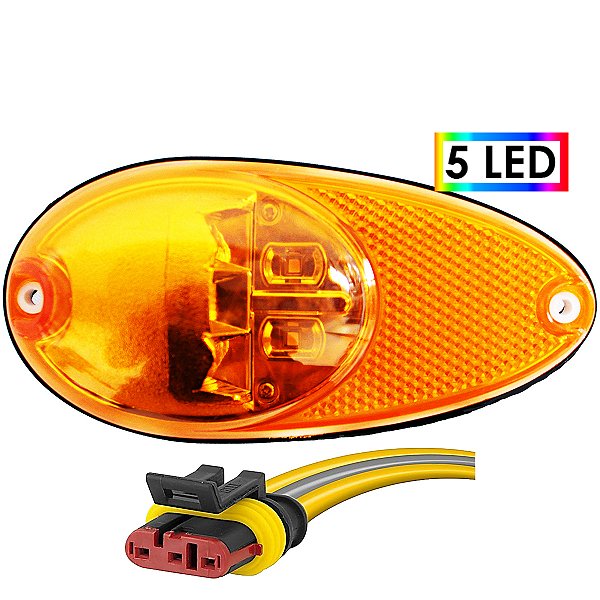 KIT Lanterna Lateral Ônibus Dupla Função 5 Led BIVOLT +Conector