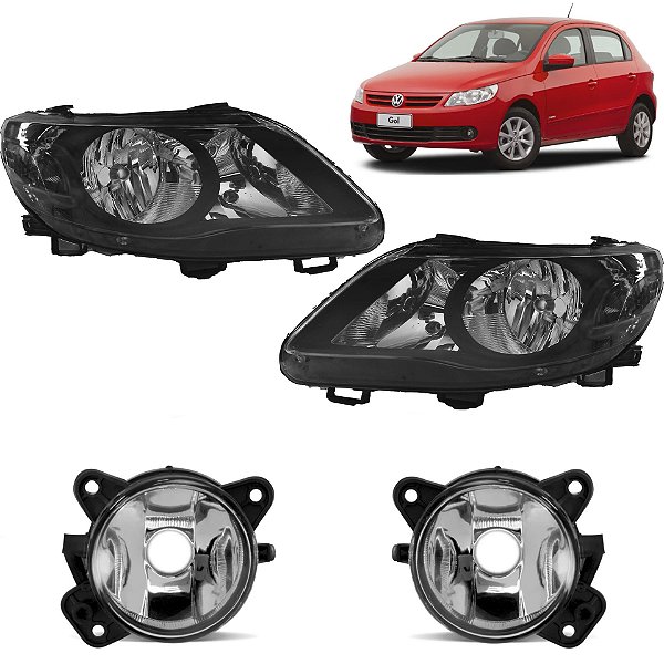Farol + Milha Gol G5 08 09 010 2011 2012 FOCO Duplo Máscara Negra