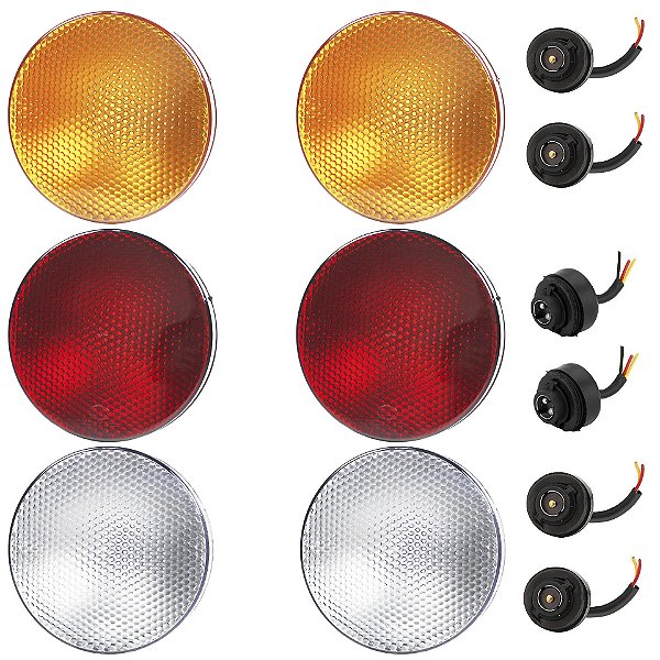 6 Lanterna Traseira Ônibus Busscar Caio Cometa 155mm + Soquetes