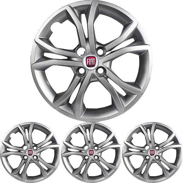 4 Calota Argo 2022 2023 Aro 15 Prata Metálico com Emblema