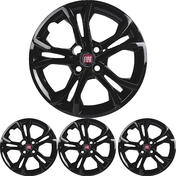 4 Calota Argo 2022 2023 Aro 15 Black Piano com Emblema