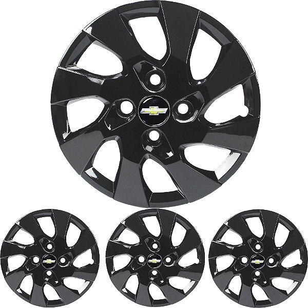 4 Calota Onix 2013 2014 2015 16 Aro 14 Black Piano +Emblema