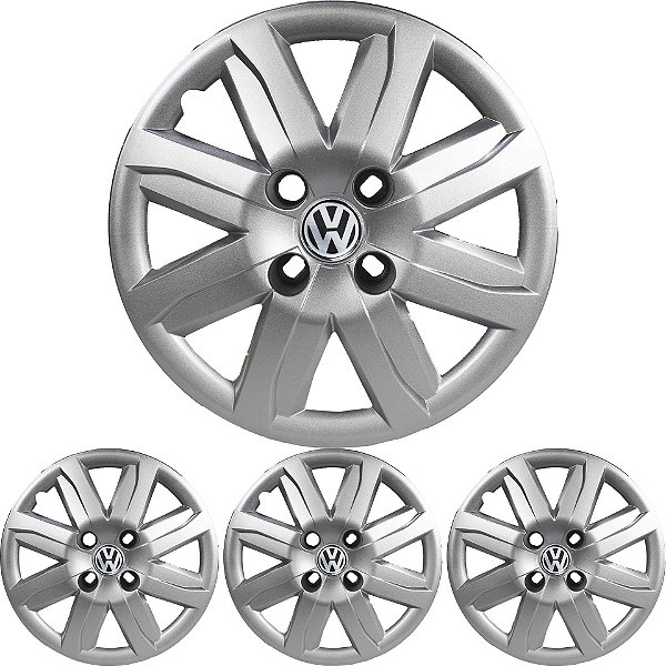 4 Calota Gol G5 2008 09 10 11 12 Aro 14 Prata Metálico com Emblema