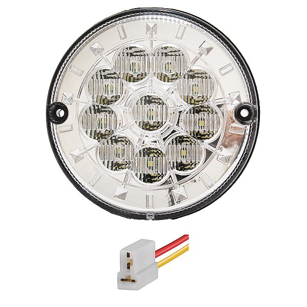 Lanterna Traseira Ônibus Caminhão 125mm 10 LED 12V CR +Conector