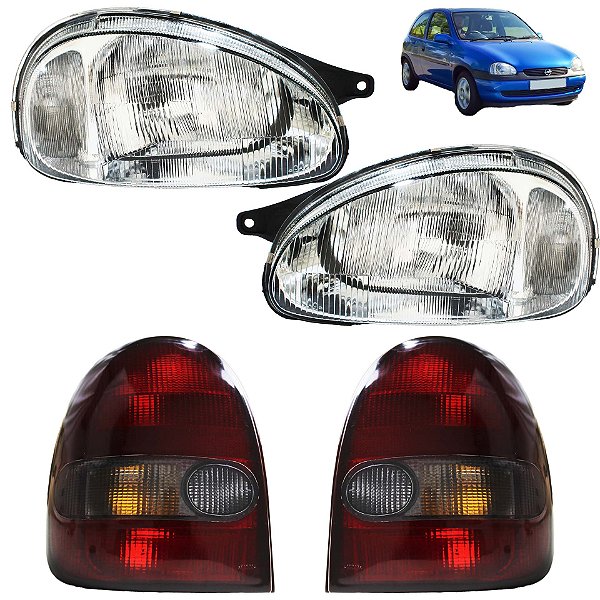 Cj Farol Lanterna Corsa 1994 95 96 97 98 99 Cromado Raiado FU