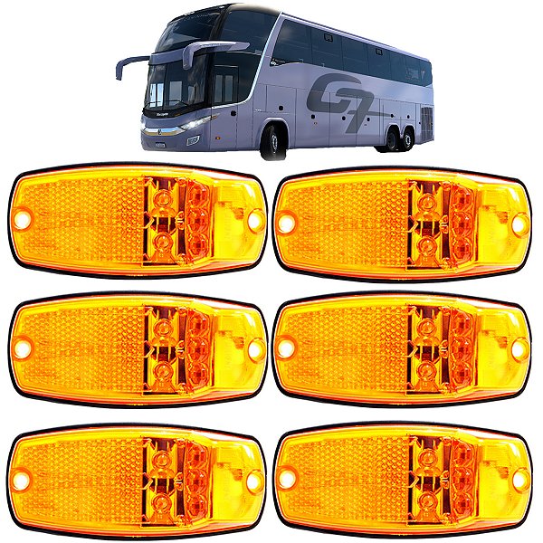 KIT 6 Lanterna Lateral Ônibus Marcopolo G7 5 LED Bivolt
