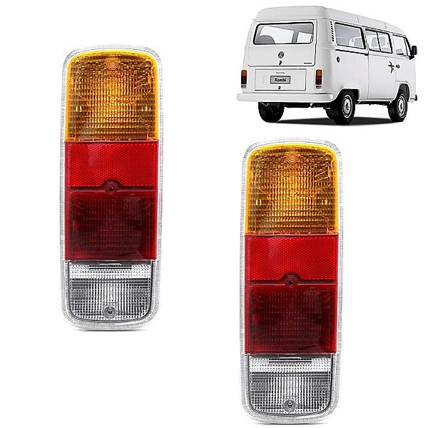 PAR Lanterna Traseira Kombi Âmbar Vermelha Cristal SEM SOQUETE