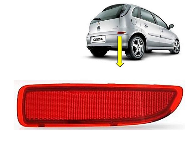 Refletor Para-choque Traseiro Chevrolet Corsa Hatch 2003 à 2014 Rubi Lado Direito do Passageiro