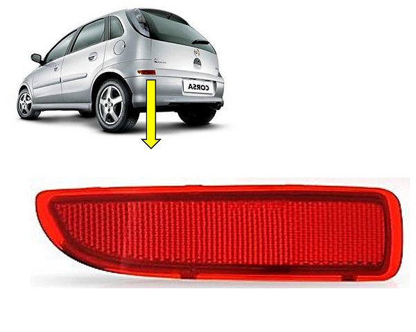 Refletor Para-choque Traseiro Chevrolet Corsa Hatch 2003 à 2014 Rubi Lado Esquerdo Lado do Motorista