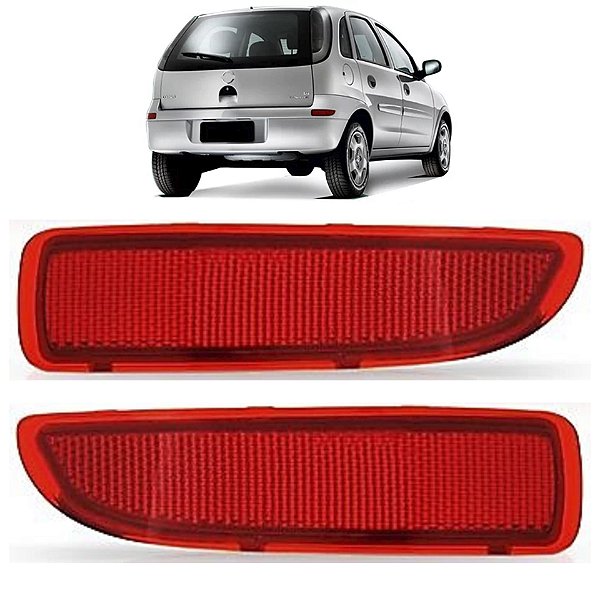 PAR Refletor Para-choque Traseiro Corsa Hatch 2003 à 2014 Lente Rubi