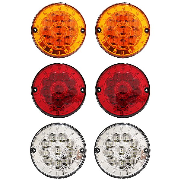 6 Lanterna Traseira 125mm Ônibus Caminhão Carreta 10 LED 24V