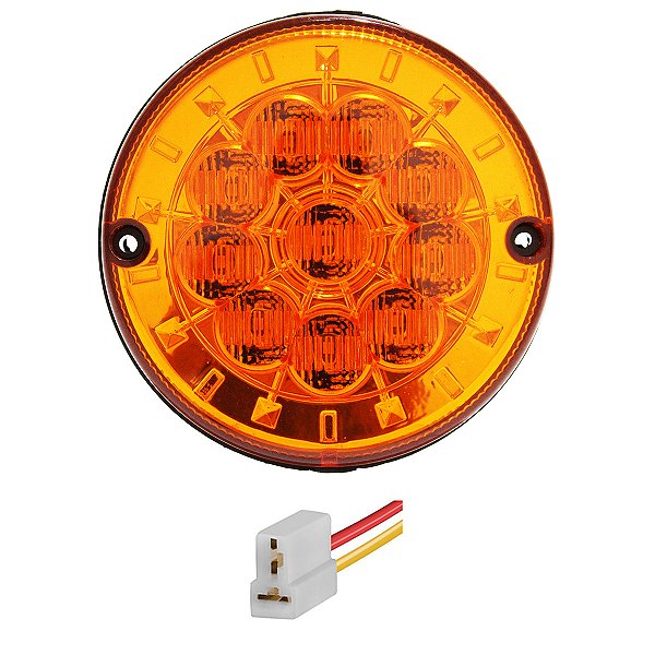 KIT Lanterna Traseira Seta Pisca 10 LED AM 12 volts Ø 12.5 cm com Conector