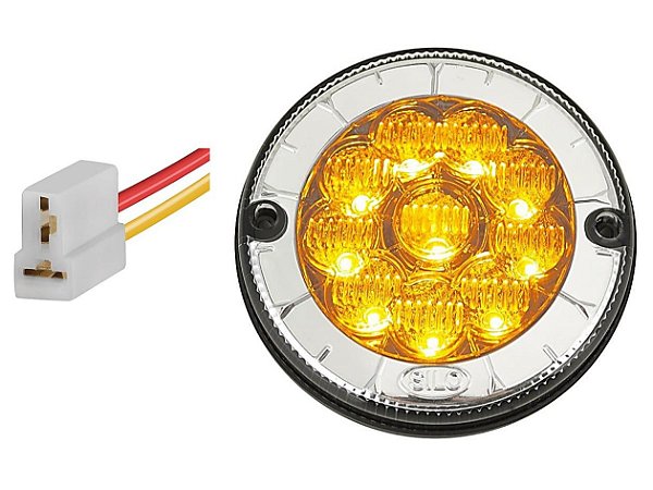Lanterna Traseira 125mm Ônibus Caminhão Carreta 10 LED CR/AM 12V + Conector