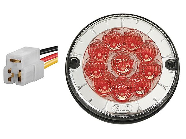 Lanterna Traseira 125mm Ônibus Caminhão Carreta 10 LED CR/VM 24V + Conector